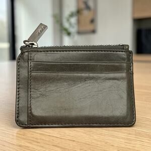 Hobo The Original Gray Leather Slim Wallet ID Window Credit Cards Key Clip